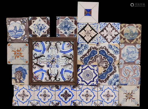 21 glazed earthenware tiles