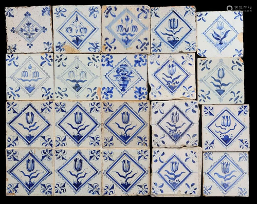 20 glazed earthenware tiles and 1 tile field