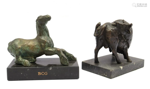Bronze sculpture of a bull