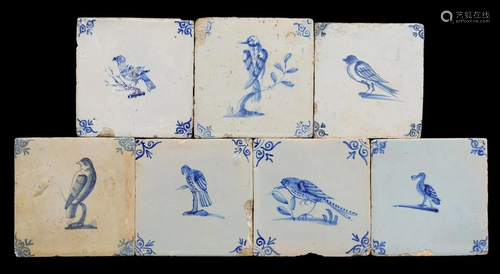 7 glazed earthenware tiles