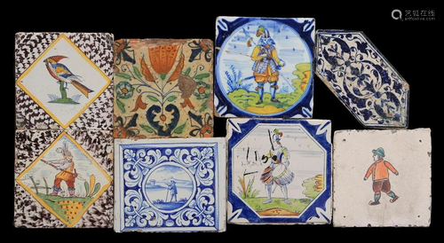 6 glazed earthenware tiles