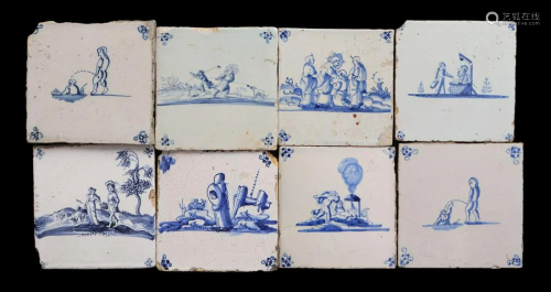 8 glazed earthenware tiles