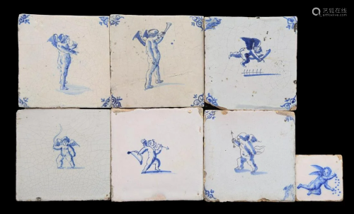 7 glazed earthenware tiles