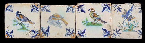 4 glazed earthenware tiles