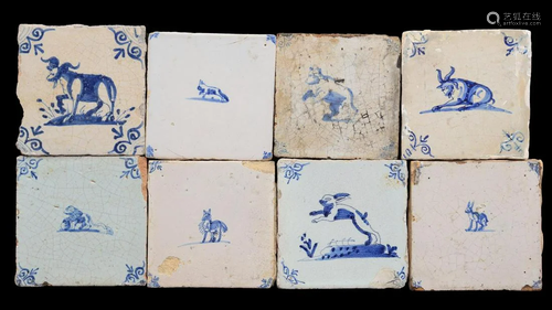 8 glazed earthenware tiles