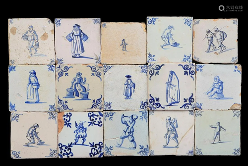 15 glazed earthenware tiles