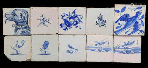 10 glazed earthenware tiles