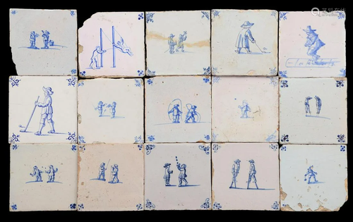 15 glazed earthenware tiles