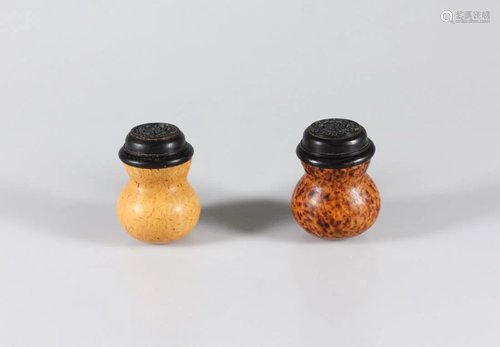 PAIR OF DOUBLE GOURD INSECT CANS