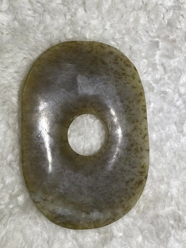 ARCHAIC JADE CARVING OVAL BI DISC