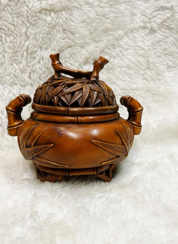 BAMBOO-RELIEFS BOXWOOD CARVING CENSER