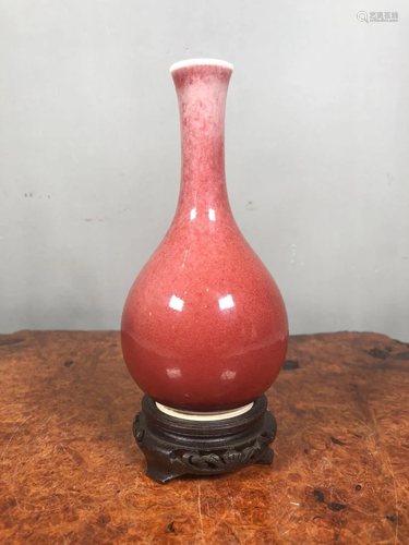 FAMBE GLAZED LONG-NECK BOTTLE VASE