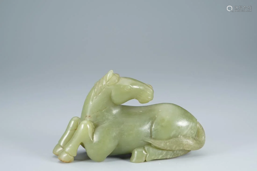 CELADON JADE CARVING OF HORSE