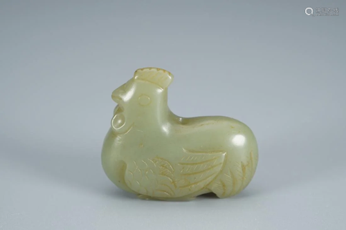 CELADON JADE CARVING OF A ROOSTER