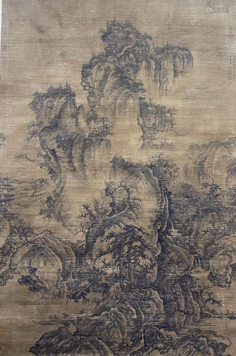 INK PAINTING OF MOUNTAIN SCENERY, QIAN GONG