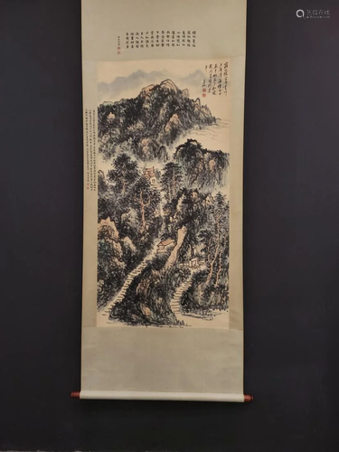 CHINESE PAINTING OF MOUNTAIN VIEW, HUANG BINHONG