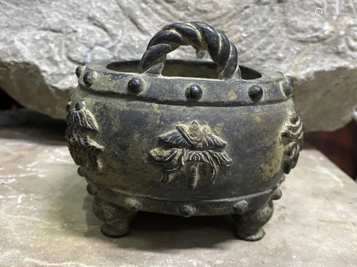 RELIEFED 'DRUM-STUD' BRONZE CENSER