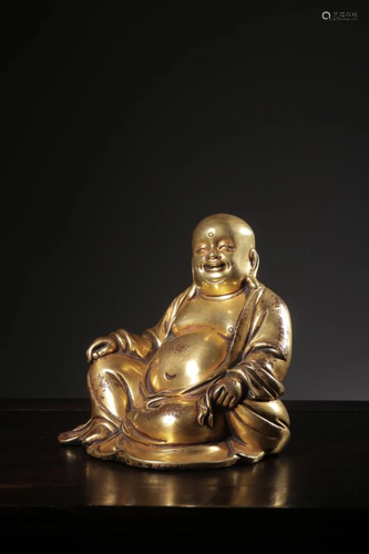 CHINESE GILT BRONZE SEATED MAITREYA