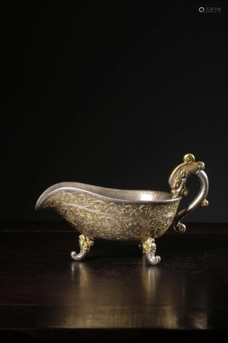 SILVER INLAID GILT BRONZE 'ZANKE' CUP