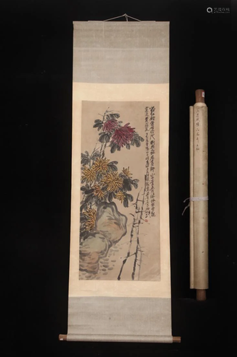 CHINESE PAINTING OF CHRYSANTHEMUM, WU CHANGSH…