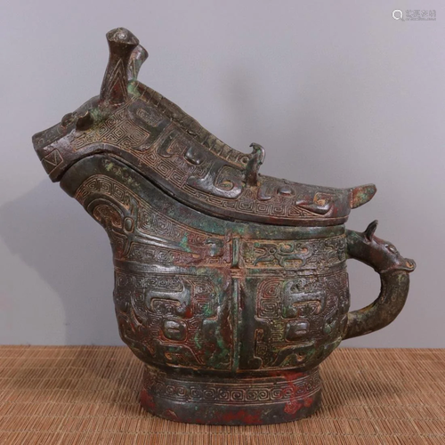 CHINESE BRONZE GONG (WINE VESSEL)