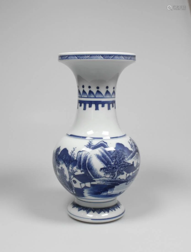 BLUE AND WHITE 'LANDSCAPE' FLARED RIM