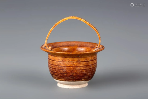 GONGXIAN KILN BROWN GLAZED PORCELAIN BASKET