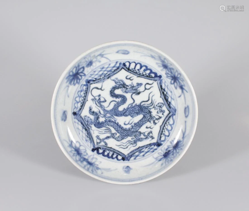 BLUE AND WHITE DRAGON PLATE