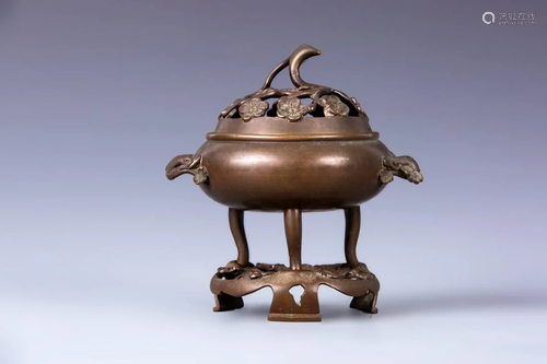 DOUBLE-EAR BRONZE BURNER WITH OPENWORK LID