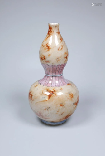 IMITATION STONE GRAIN GLAZED DOUBLE GOURD VASE