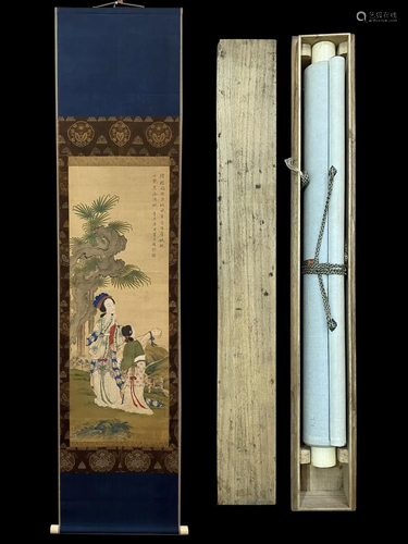 FIGURAL PAINTING OF A LADY AND A SERVANT, TANG YIN