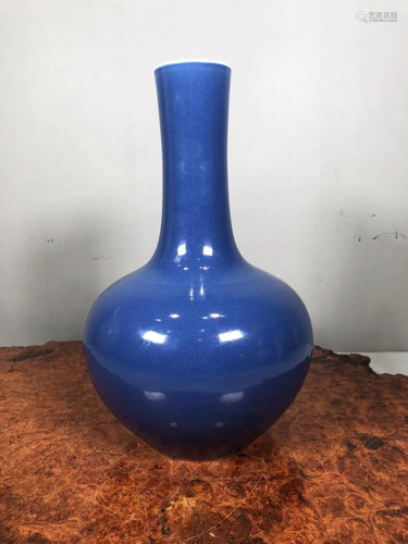 ALTAR-BLUE GLAZED GOBULAR VASE