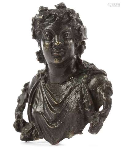 A BRONZE ROMAN BUST OF A GODDESS, 1ST-3RD CENTURY AD