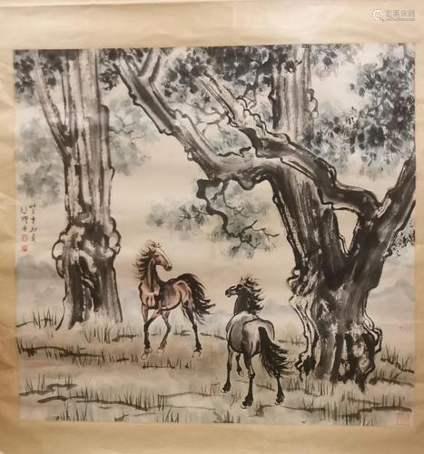 CHINESE PAINTING OF STEEDS, XU BEIHONG