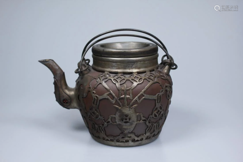 SILVER-DECORATED ZISHA POT