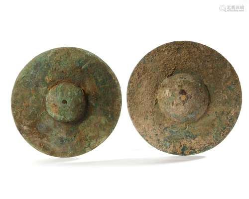 A PAIR OF LURISTAN BRONZE BLOCK ATTACHMENTS (CYMBALS MUSICAL...