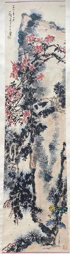 PAINTING OF FLOWERS AND ROCK, PAN TIANSHOU