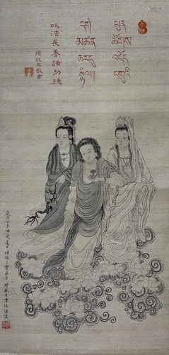 INK DRAWING OF BUDDHAS, PRINCE LI