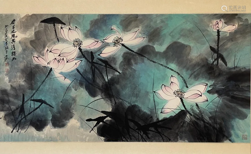 CHINESE PAINTING OF LOTUS, CHANG DAI-CHIEN