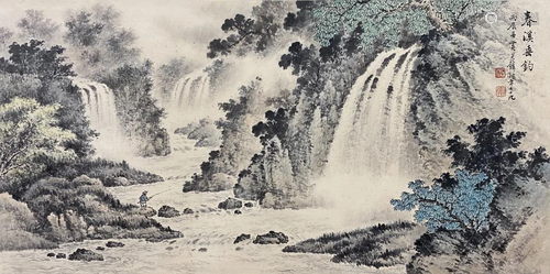 SCENERY PAINTING OF WATERFALL, HUANG JUNBI