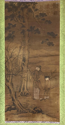 PAINTING OF SCHOLAR AND SERVANT, LI GONGLIN