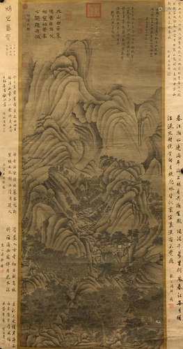 CHINESE PAINTING OF MOUNTAIN SCENE, WU LI