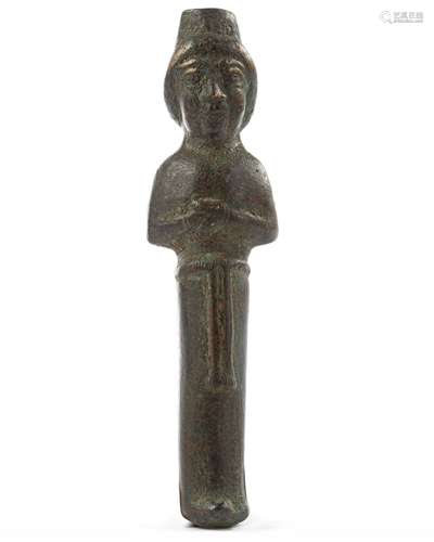 A BRONZE FIGURE OF A PRIEST OR PRIESTESS, ANCIENT NEAR-EAST,...