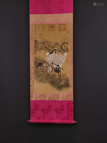 PAINTING OF RED-CROWNED CRANES, EMPEROR HUIZONG