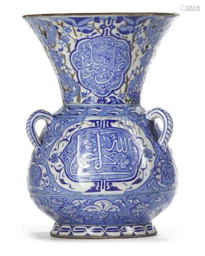 A VASE IN THE STYLE OF AN IZNIK POTTERY MOSQUE LAMP EUROPE O...