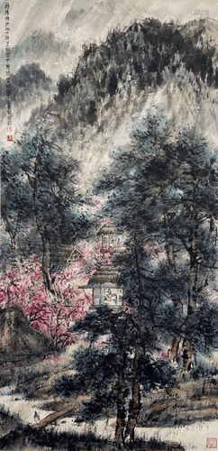 PAINTING OF DWELLING IN WOODS, FU BAOSHI