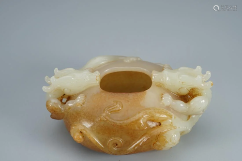 JADE CARVING DRAGON WATER POT