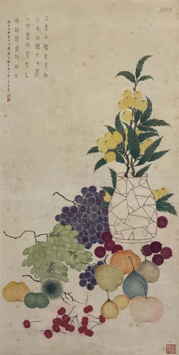 CHINESE PAINTING OF VARIOUS FRUITS, DING FUZHI
