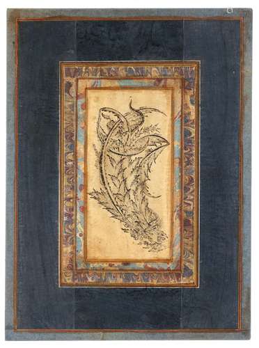 AN OTTOMAN DRAGON WRAPPED AROUND SAZ LEAVES, 18TH CENTURY