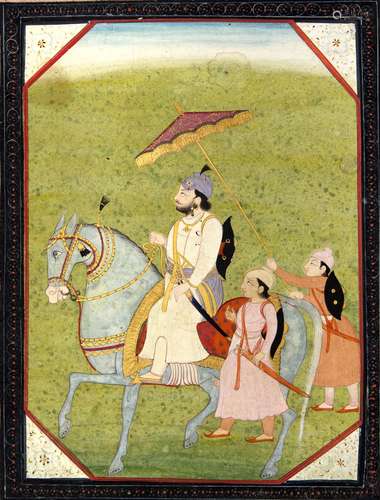 A SIKH PRINCE ON A HORSE BACK, KANGRA, PUNJAB HILLS